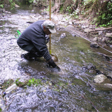 a man testing water environment