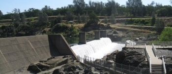 Water flowing off a dam